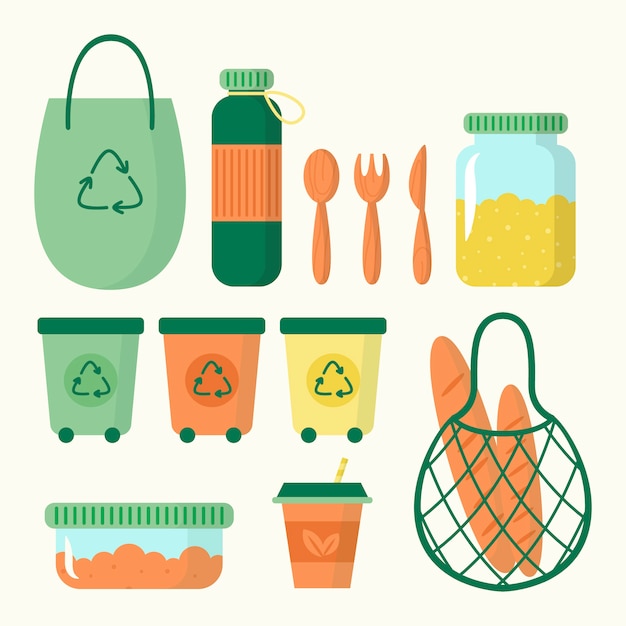 Flat design zero waste collection