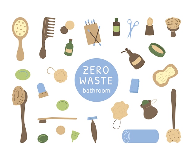 Free vector flat design zero waste set