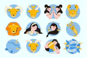 Free vector flat design zodiac sign collection