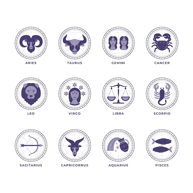 Free vector flat design zodiac signs set