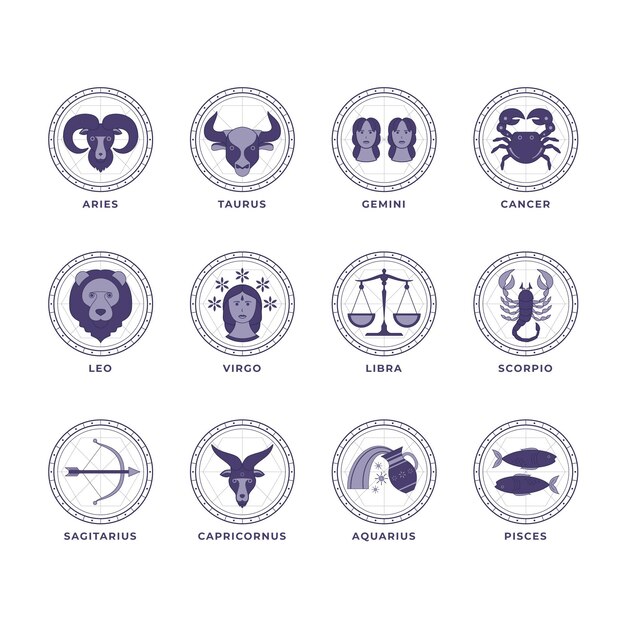 Flat design zodiac signs set