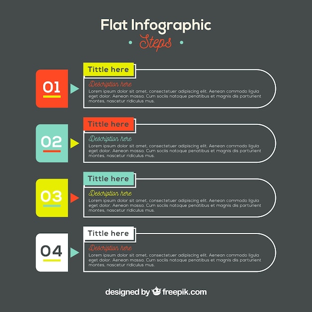 Flat desing infographic steps