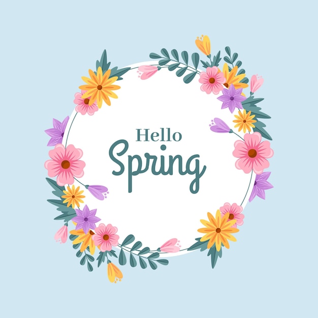 Flat detailed spring floral frame