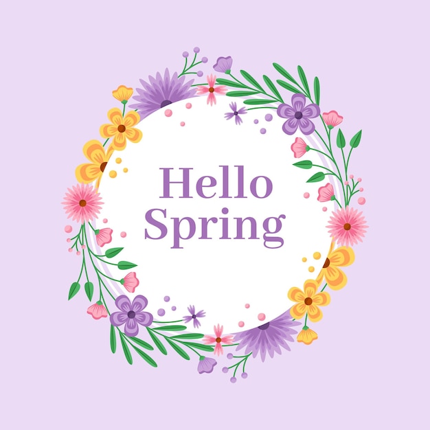 Flat detailed spring floral frame