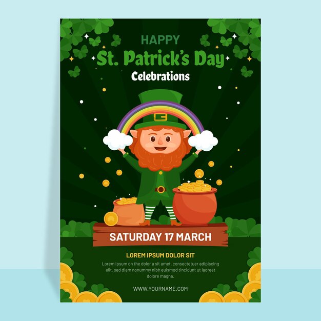 Flat detailed st. patrick's day flyer