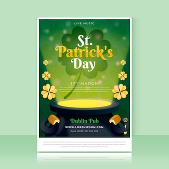 Flat detailed st. patrick's day poster template
