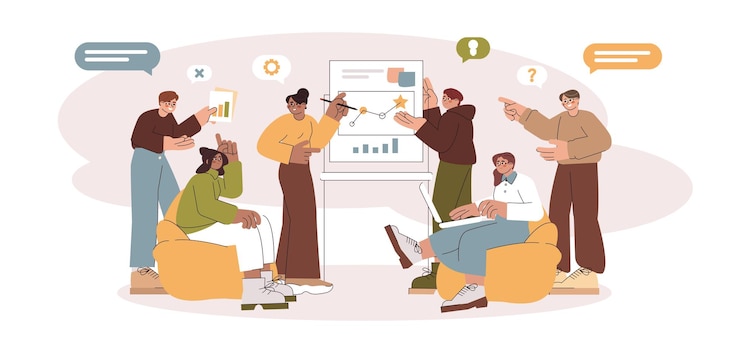 Free Vector flat developers people working together and creating app design