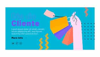 Free vector flat dia do cliente horizontal banner template