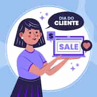 Vettore gratuito piatto dia do cliente illustrazione