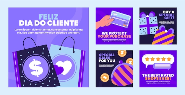 Flat dia do cliente instagram posts collection