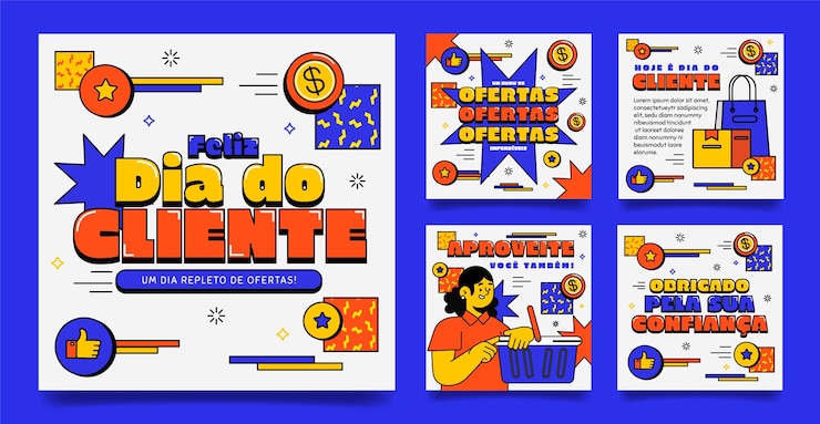 Free Vector flat dia do cliente instagram posts collection