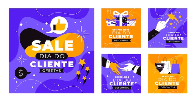 Flat dia do cliente instagram posts collection