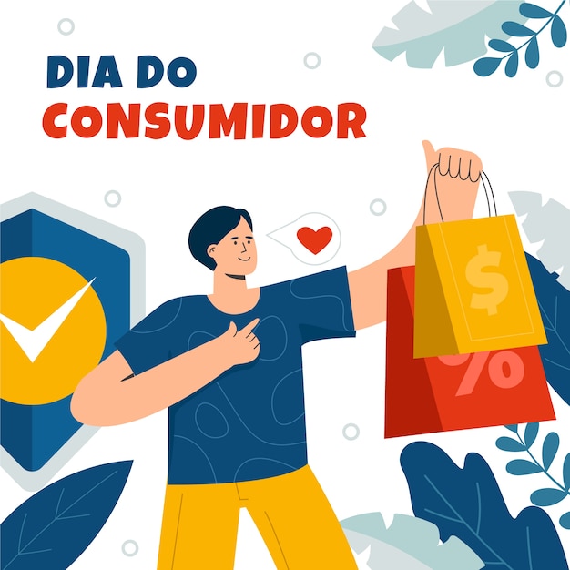 Vettore gratuito piatto dia do consumador illustrazione