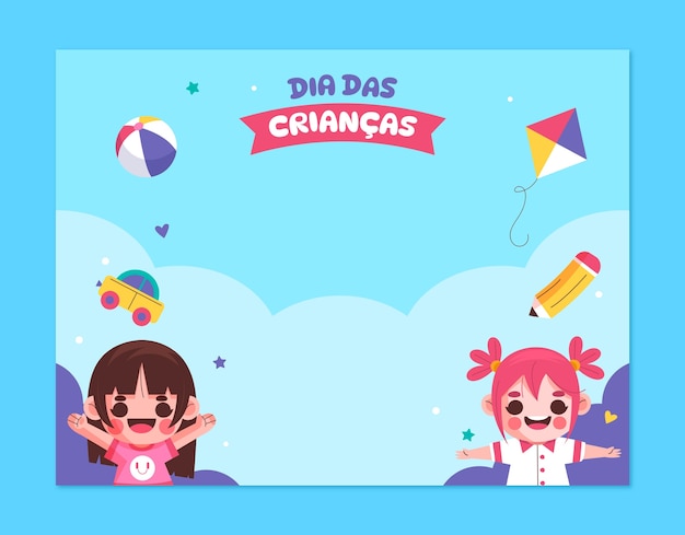 無料ベクター flat dia das criancas フォトコール テンプレート