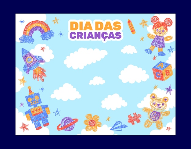 Free vector flat dia das criancas photocall template