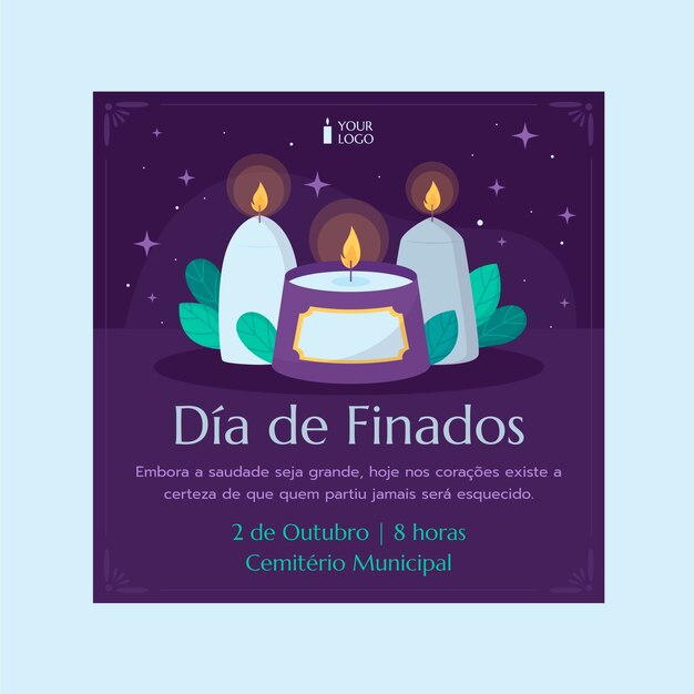 Flat dia de finados square banner template