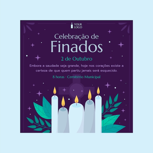 Free vector flat dia de finados square banner template