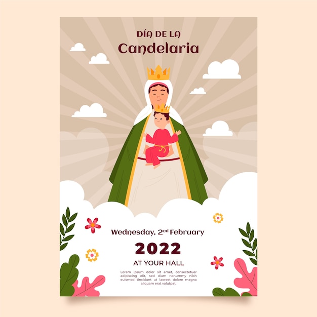 Flat dia de la candelaria vertical poster template