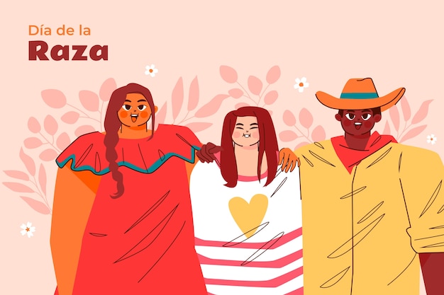 Free vector flat dia de la raza background