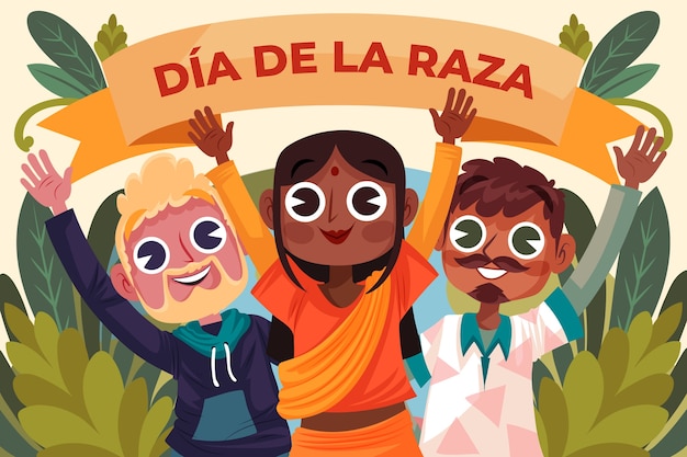 Flat dia de la raza background