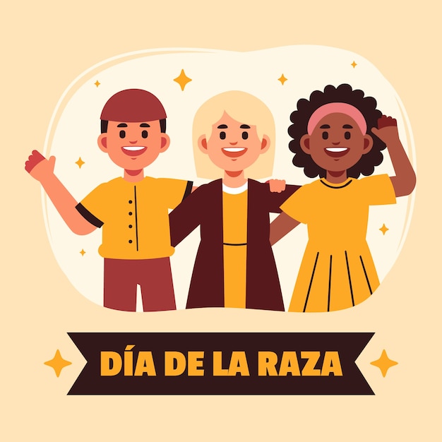 Flat dia de la raza illustration