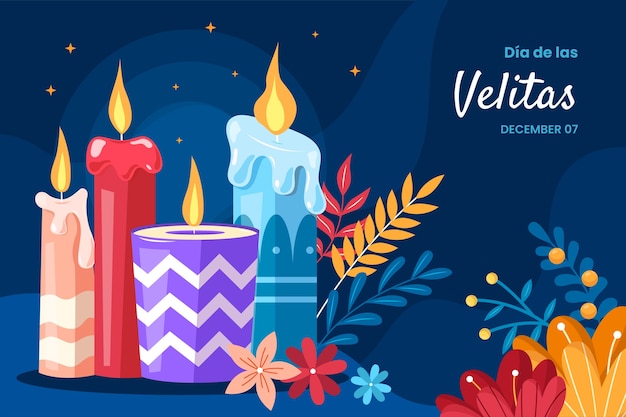 Free vector flat dia de las velitas background