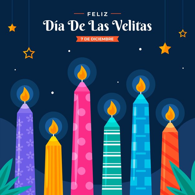 フラット dia de las velitas イラスト