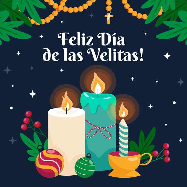 Flat dia de las velitas illustration