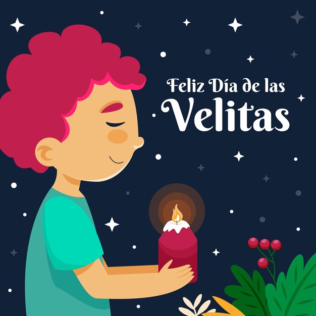 フラット dia de las velitas イラスト