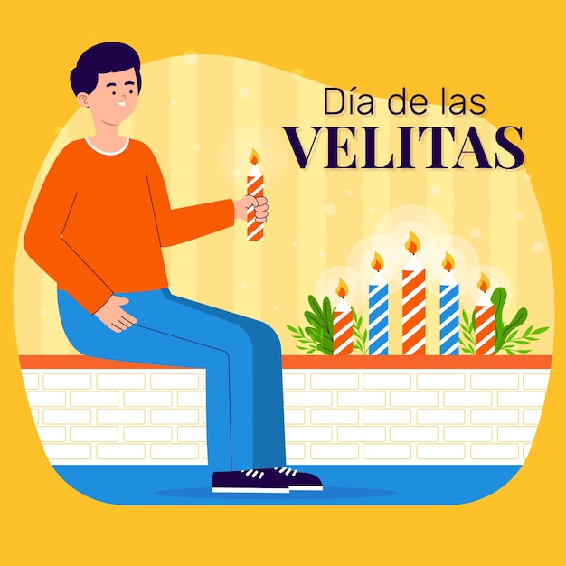 Flat dia de las velitas illustration