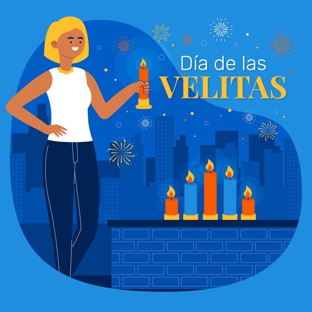 Free vector flat dia de las velitas illustration