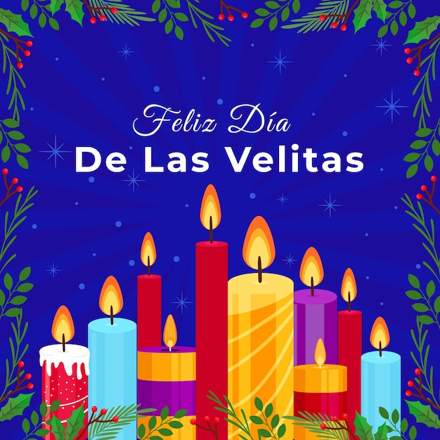 フラット dia de las velitas イラスト