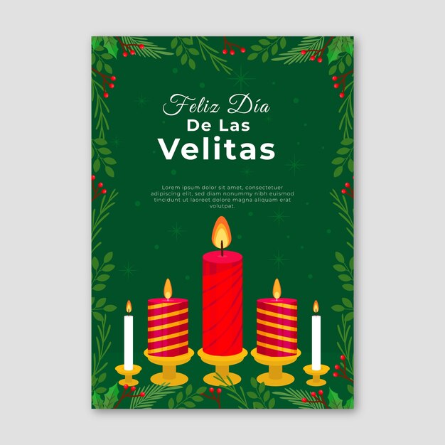 Flat dia de las velitas vertical poster template