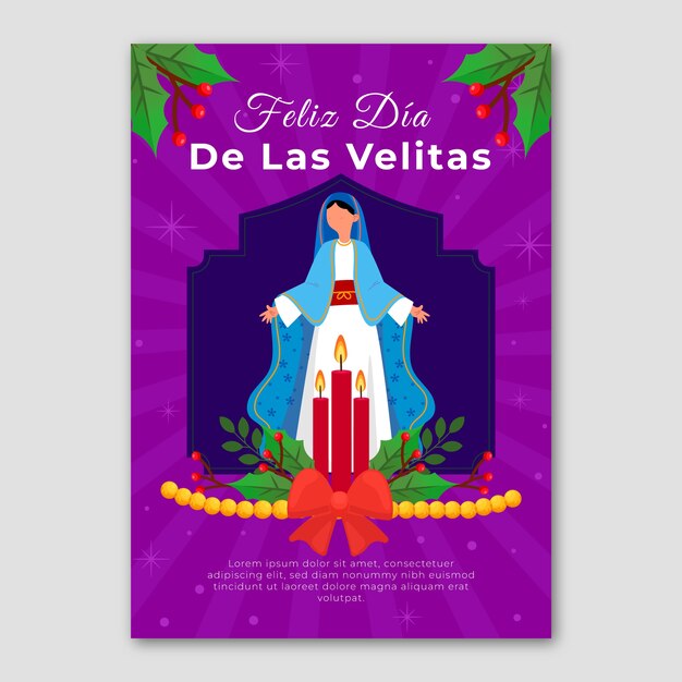 평면 디아 드 라스 velitas 수직 포스터 템플릿
