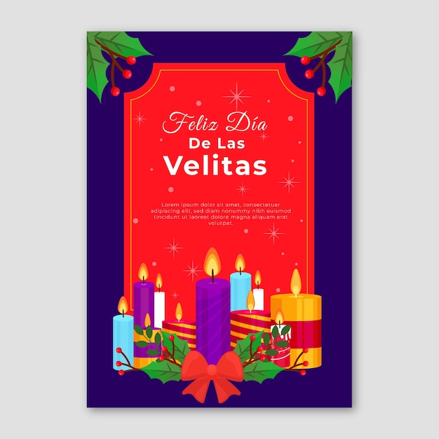 Flat dia de las velitas vertical poster template