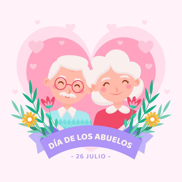 무료 벡터 flat dia de los abuelos 일러스트