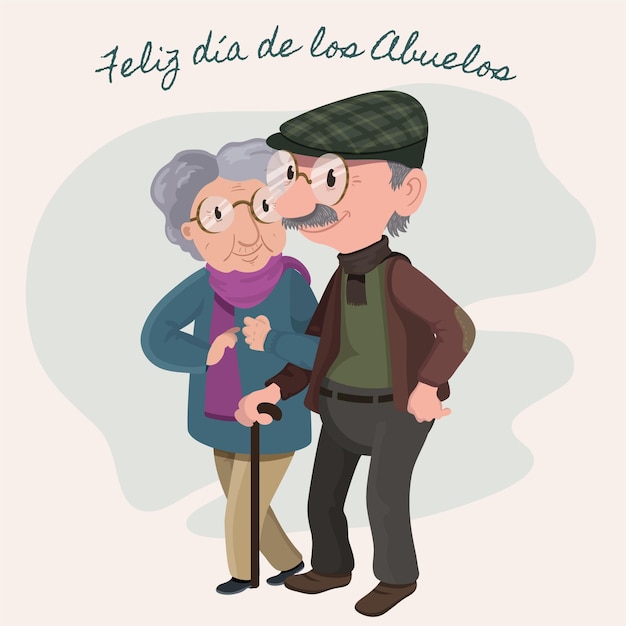 Flat dia de los abuelos illustration