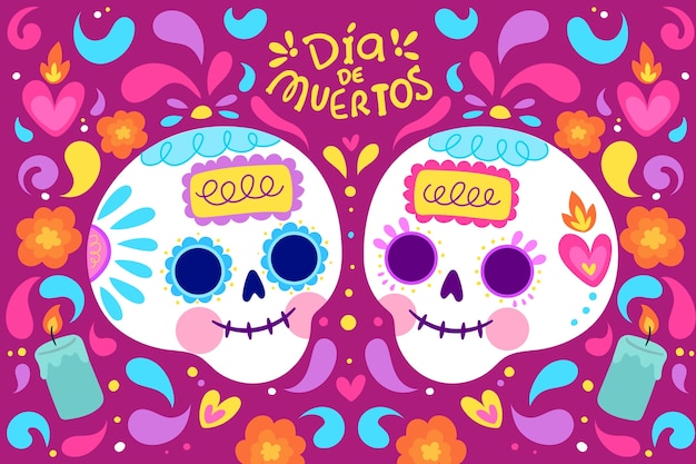 Free vector flat dia de muertos background