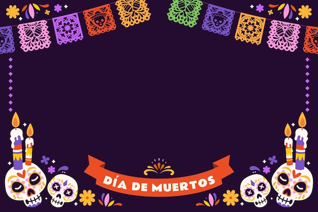 Flat dia de muertos background