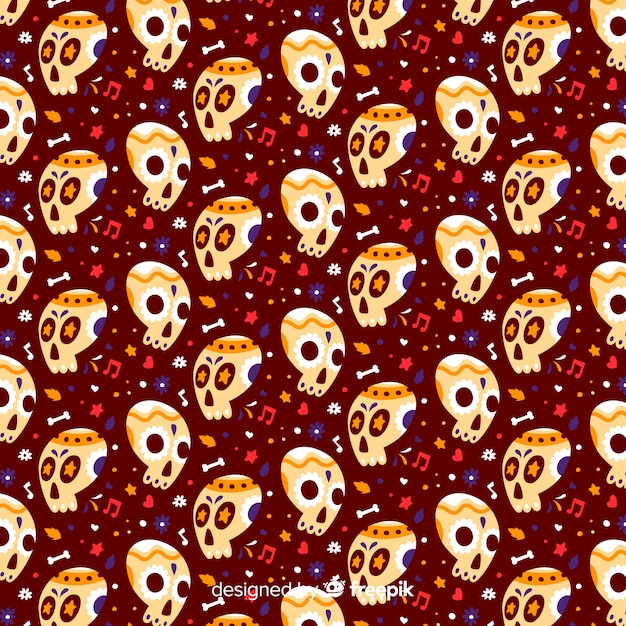 Free vector flat día de muertos brown pattern