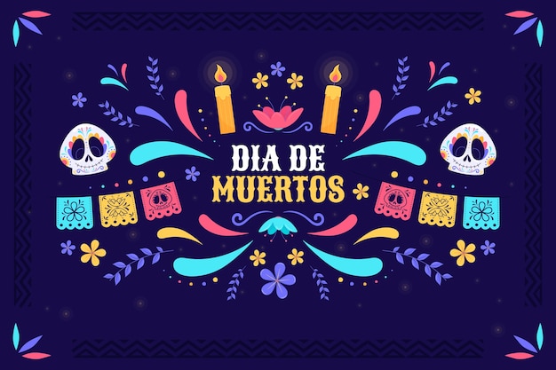 평면 dia de muertos 축하 배경