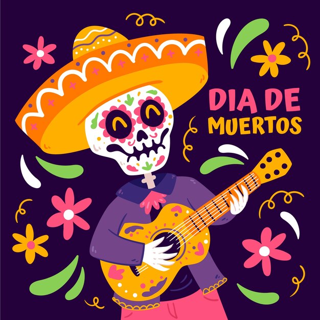 Flat dia de muertos celebration illustration