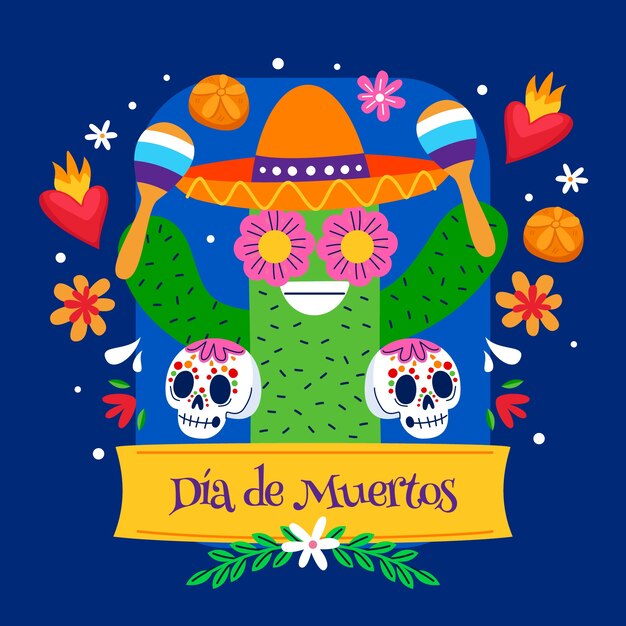 Flat dia de muertos illustration