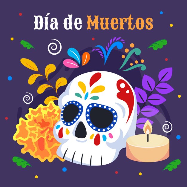 Плоская иллюстрация dia de muertos