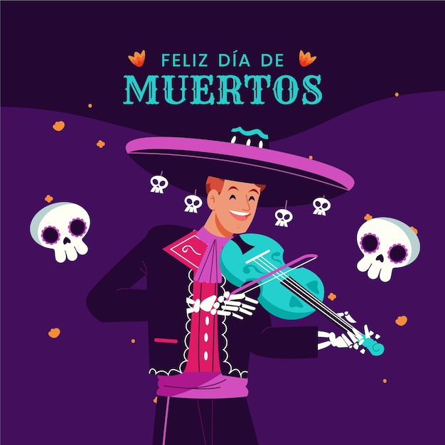 Плоская иллюстрация dia de muertos