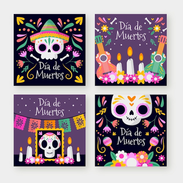 Коллекция сообщений instagram плоская dia de muertos