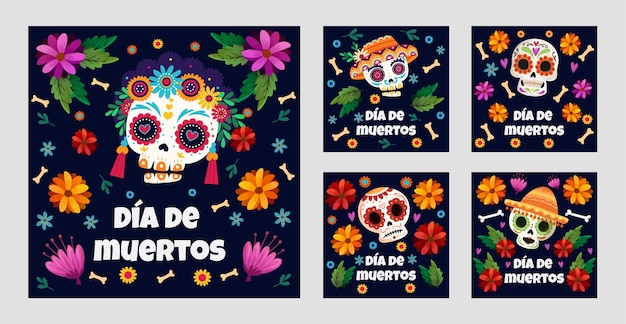 Flat dia de muertos 인스타그램 게시물 모음