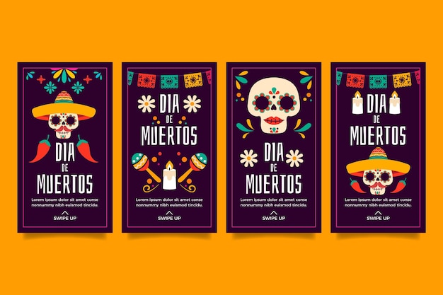 Коллекция историй instagram плоская dia de muertos