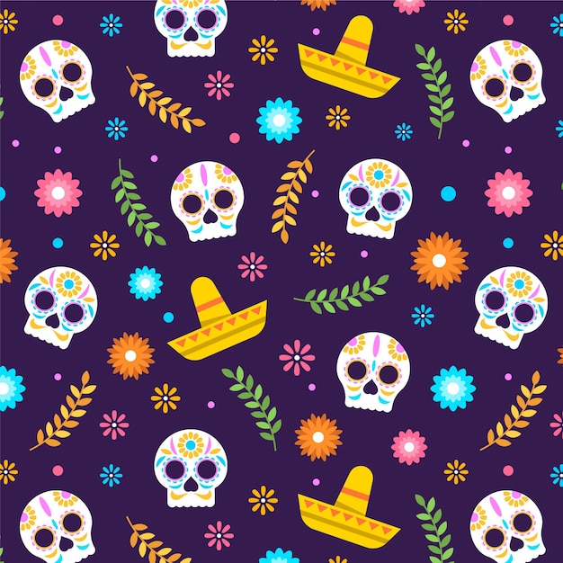 Плоский дизайн шаблона dia de muertos