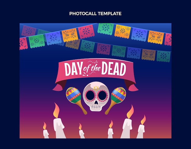 Flat dia de muertos photocall template